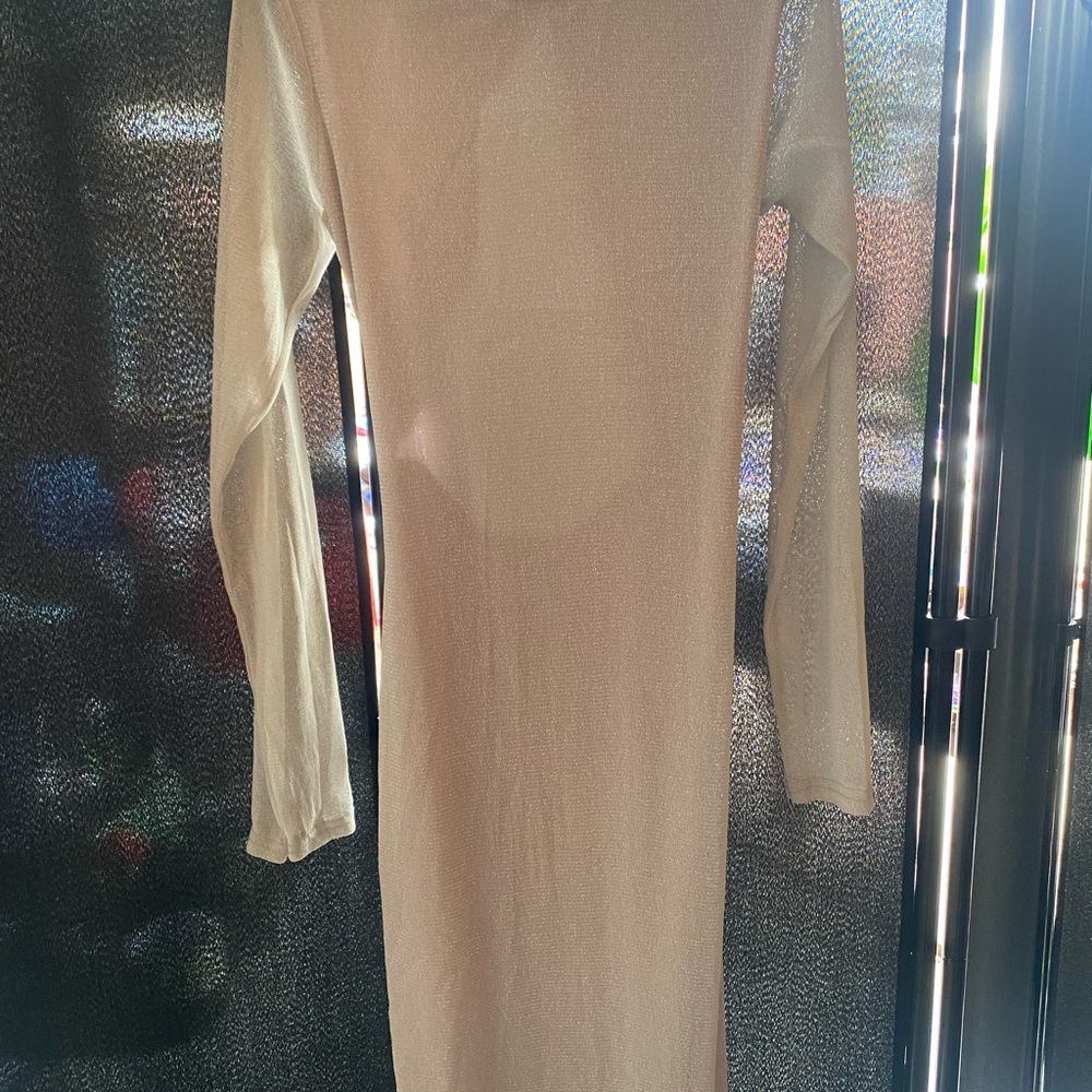 PrettyLittleThing Silver Long Sleeve Bodycon Dress